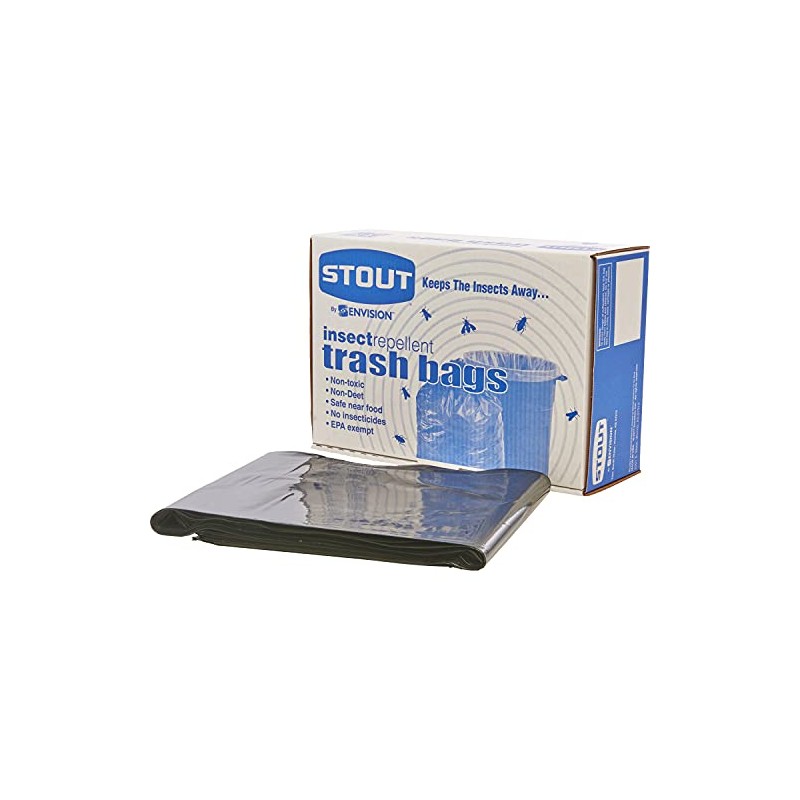 Insect-Repellent Trash Garbage Bags, 55gal, 2mil, 37 x 52, Blk,