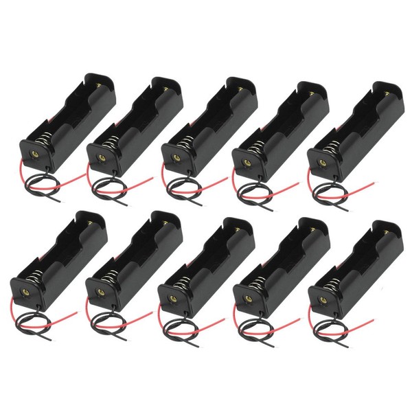 yueton Pack of 10 Wire Lead Battery Storage Box Case Holder for 18650 Button Top Single Battery