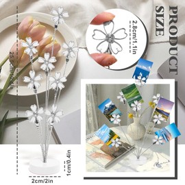 8 Branch Photo Tree Clip, Photo Frame Stand with Clips for Note Paper Wedding Photo Display Office Decoration (White)