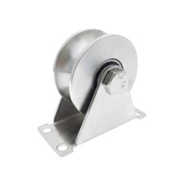 3in 304 Stainless Steel Sliding Gate Wheels U Groove Track Roller Heavy Duty Pulley Smooth Rolling Double Bearing Plate Caster U-Shaped Bracket Roller for Rolling Driveway Gate