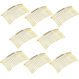 8Pcs Metal Side Comb with 20 Teeth Metal Wire Twist Bridal Wedding Veil Comb Minimalist Hair Comb DIY Hair Accessories for Women Girls, Gold
