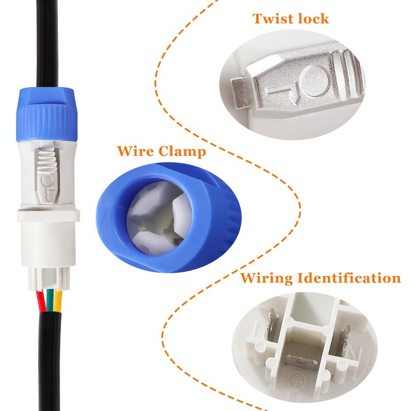 KUOQIY 2 Set 20A 250V AC 3-Pin Powercon Plug Output,