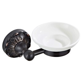 7Trees Bathroom Toilet Soap Holder with Ceramic Dish Wall Mount, Brass Bathroom Accessories (ORB, SOAP Dish)