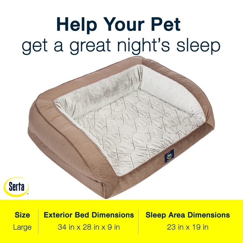 Serta Orthopedic Quilted Couch Dog Bed for Pets – Chocolate