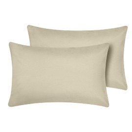 Oxford Homeware Cream Pillow Cases 2 Pack Brushed Microfiber – Standard Pillowcases Fade Resistant Pillow Cover Envelope Closure Pillow Covers (50 x 75 cm)