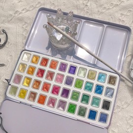 DHASUWT Metallic Watercolor Paints Set, 40 Colors Watercolor Paint, Colourful Painting Kit Model Metallic Pearlescent Watercolor Paint for Art Painting for Adults and Children supplies (1ML)