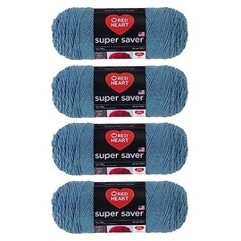 Bulk Buy - Red Heart Super Saver Country Blue Yarn - 4 Pack of 198g/7oz - Acrylic - 4 Medium (Worsted) - 364 Yards - Knitting/Crochet