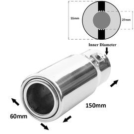 Rumplex Exhaust Trim Round Stainless Steel Sports Exhaust Tailpipe End Pipe Trim Exhaust Tips Tailpipe Trim Silencer Tip Universal Exhaust Pipe Chrome Rustproof
