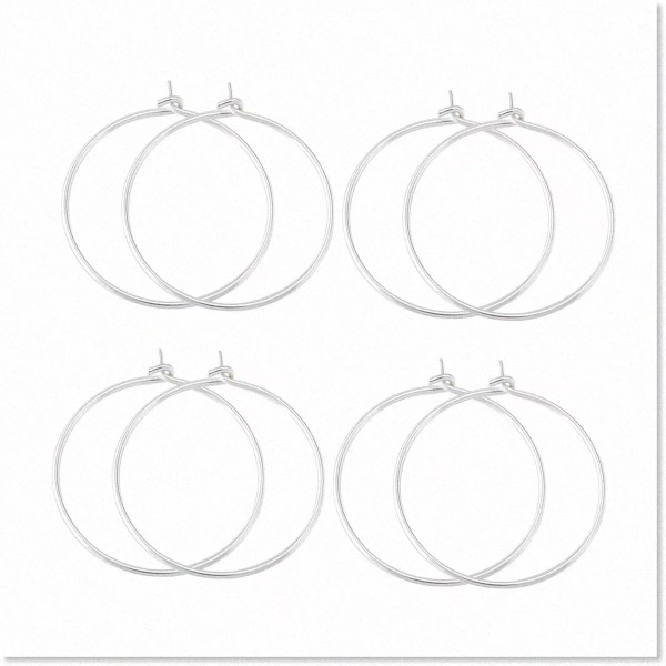 CraftyBeez 8Pcs Sterling Silver Beading Earring Hoops and Wine Glass