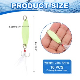 PATIKIL Fishing Spoons, 10 Pcs 1/4 oz Fishing Lures Casting Spoon Treble Hooks Jigs Hard Metal Spinner Baits for Freshwater Saltwater Salmon, Yellow