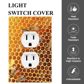 Cuitxrac Bee Outlet Covers Hardworking Bees on Honeycomb 1-Gang Wall Plate Switch Plug Cover Duplex Home Decor for Men Women Boys Girls