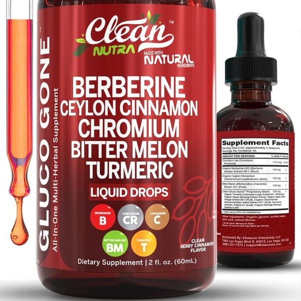 Organic Ceylon Cinnamon Berberine Liquid Drops Supplement with Bitter Melon