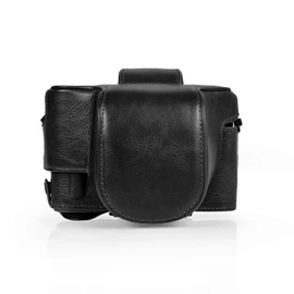 MegaGear Ever Ready Genuine Leather Camera Case Compatible with Nikon Z fc (16-50mm), black, Camera bags designed for comfort and protection.