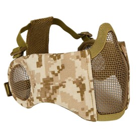 AOUTACC Airsoft Mask, Half Face Mesh Masks with Ear Protection for CS/Hunting/Paintball/Shooting (Mesh Ear, DD)