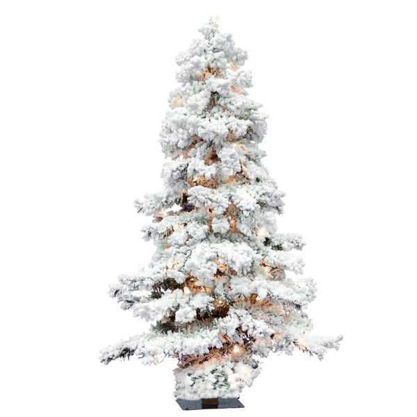 Vickerman Pre-Lit Flocked Spruce Alpine Tree with 250 Clear Dura-Lit