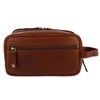 Rowallan of Scotland Mens Compact Leather WashBag Toiletries - Cognac
