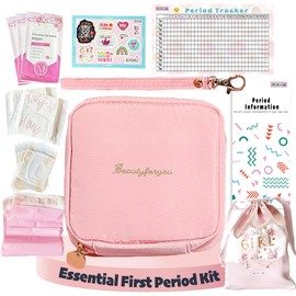 Essential Period Kit for Girls | MultipieYo First Period kit for Girls | Period Bags for Teen Girls | First Period Gift with Sanitary Pad Storage Bag, Wipes, Period Tracker and More