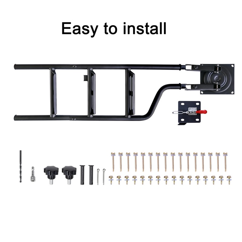 POKIAUTO Universal Foldable and 360° Rotatable Tailgate Ladder for Pickup