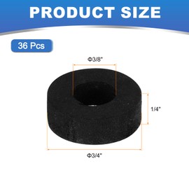 sourcing map 36pcs Rubber Spacers, 3/4'' OD x 3/8'' ID x 1/4'' Thickness, Round Anti Vibration Spacer Bushings, Black Flat Rubber Washers, Vibration Damping Pads for Home and Car Accessories