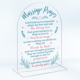 Christian Wedding Gifts for Newlyweds Couples Bridal Shower Gifts for Bride and Groom Anniversary Engagement Gift Marriage Prayer Clear Acrylic Desk Decor Sign for Home Office 7 x 5 Inches