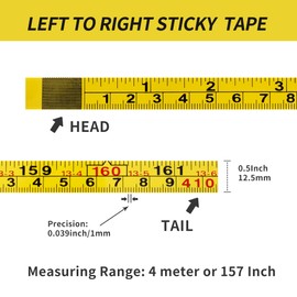 2Pcs Steel Self-Adhesive Measuring Tape, Imperial & Metric Tape Measure Sticker Ruler, Left to Right and Right to Left Stick on Tape Measure for Workbench, Woodworking, Saw & Drafting, 410cm/161Inch