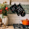 FIicy Funny Black Oven Mitts and Pot Holders Sets, Housewarming