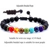 Hamoery Men Women 8mm Lava Rock Chakra Beads Bracelet Braided