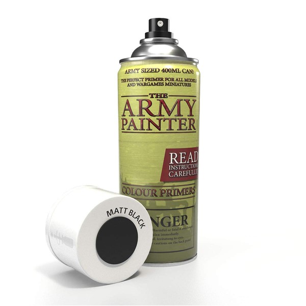 The Army Painter Color Primer Spray Paint, Matt Black, 400ml, 13.5oz - Acrylic Spray Undercoat for Miniature Painting - Spray Primer for Plastic Miniatures