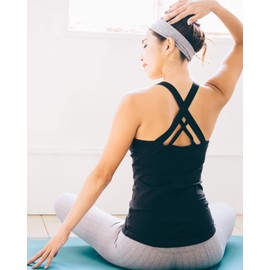 RUNNING GIRL Women's Workout Tank Top,Built in Shelf Sports Bra Strappy Back Compression Athletic Shirts（BX2680.Black.M）