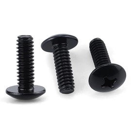 #4-40 x 1/4" (100 Pack) Black Truss Head Machine Screws for Cabinet Knob Pull Handle, Stainless Steel 304 (18-8), Black Coated (Bit Included)