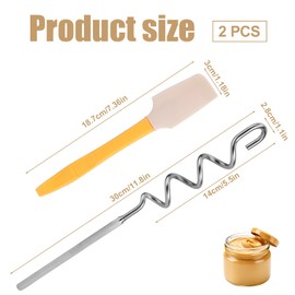 Peanut Butter Stirrer and Scraper, Stainless Steel Nut Butter Mixer Peanut Butter Stirring Tool for Mixing Various Peanut Butter & Jam