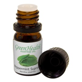 GreenHealth Peppermint Supreme Essential Oil – 5 ml – 100% Pure & Uncut – Mentha Piperita – Amber Glass Bottle w/Euro Dropper – Aromatherapy, Diffuser, DIY, Travel Use