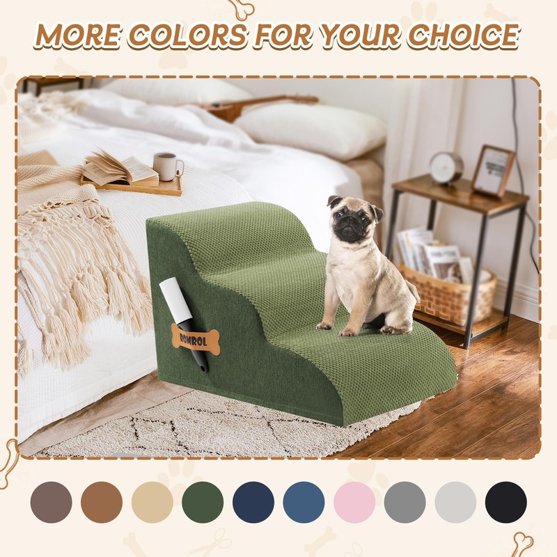Romrol Dog Stairs Ramp for Beds Couches, Extra Wide Pet