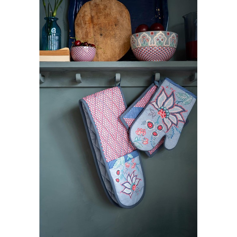 Pip Studio Oven Glove Flower Festival Blue 29 x 15