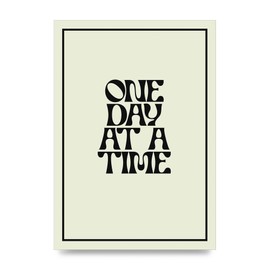 Lithobee - One Day At A Time Quote - Printed Wall Art Design in Sizes A2, A3 & A4 Framed in a Stylish Quality Coloured Frame or Unframed (A4 Unframed)