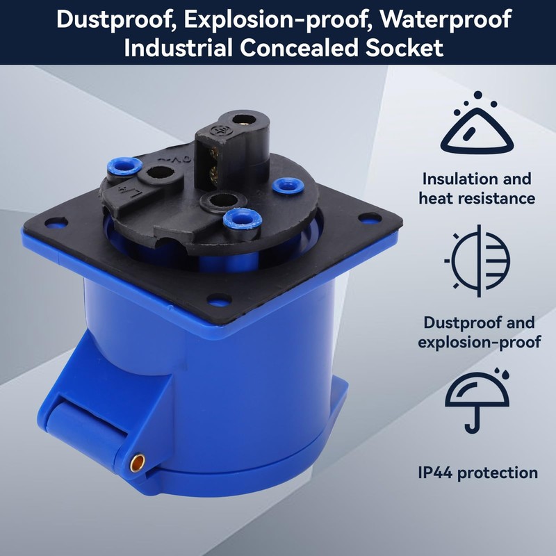 Surface-Mounted Socket, 3-Pin Industrial Socket, 32 A, 220-250 V Single-Phase