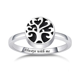 Sterling Silver Tree of Life Urn Ring Hold Loved Ones Ashes Keepsake Memorial Jewelry Cremation Rings for Women(5), Sterling Silver, Cubic Zirconia