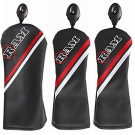 Ram FX Golf Club HEADCOVERS for Driver, Wood and Hybrid, Black (1-3-X)