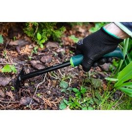 VERTO Garden Hand Rake 34 cm Small Steel Rake Sturdy, Torsion-resistant Steel, Non-Slip Handle 5 Prongs, Sturdy, Torsion-resistant Steel, Non-Slip Handle