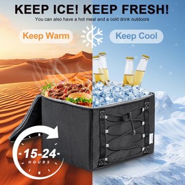 Bold Color Block Trunk Organizer | 95L, 35"x13.8"x11.8" | Dedicated Shoe Storage & 26L Ice Pack | Foldable for SUV/Car/Jeep | Stylish Gift & Essential Car Accessories for Drivers - Black-X212