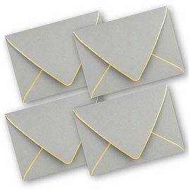 5x7 Envelopes for Invitations with Gold Border,V-Flap Envelopes 50 Pack,A7 Envelopes for Cards,Wedding,Invitations,Baby Shower,All Occasions(Gray)