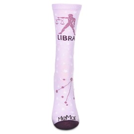 MeMoi Women's Libra Zodiac Sign Crew Socks Lavender 9-11