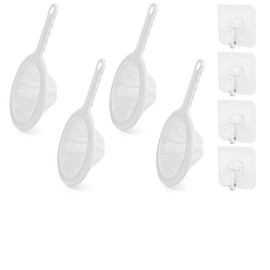 Fine Sieve with Handle, 4 Pieces Fine Sieve Kitchen with 4 Hooks, 100/200/300/400 Mesh Fine Mesh Hair Strainer Kitchen Mesh Strainer for Juice, Coffee, Milk Strainer