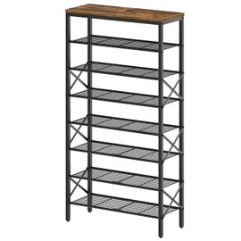 YATINEY 8 Tier Shoe Rack, Shoe Storage Organizer, Large Capacity Shoe Shelf Holds 32 Pairs of Shoes, Sturdy and Stable, for Entryway, Hallway, Closet, Dorm Room, Rustic Brown SS08BR