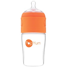 PopYum PopYum 9 oz Orange Anti-Colic Formula Making/Mixing/Dispenser Baby Bottle with #2 Medium Flow Nipple, 260 ml, BPA-Free, Natural Latch