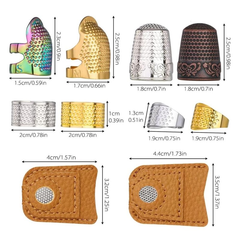 Ieron 10 PCS Hand-Working Sewing Thimble, Metal Finger Shield Ring,