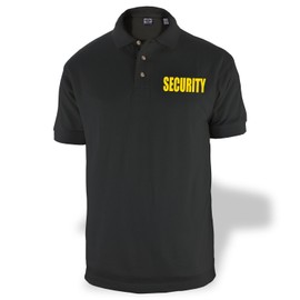 First Class Poly/Cotton Tactical Security Polo Shirts (Large, Black/Gold Security)