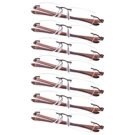 Gr8Sight 7-Pack Rimless Reading Glasses with Small Lenes (BrownArm,+1.00)