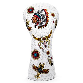 Golf Club Head Cover for Drivers, Fairway Woods, Hybrids, and Mallet Putter Cover Funny Style Premium Leather Elegant Embroidery Golf Headcover Set with Interchangeable No. Tags (for Driver(1pcs))