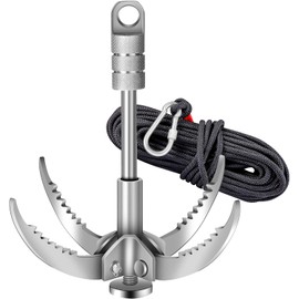 Grappling Hooks - Survival Claw Multifunctional Stainless Steel Large Hook with 20M(64ft) Static Rock Nylon Rope, Grappling Hook with Rope, Tree Climbing Gear Anchoring Fishing Rescue Vehicle Towing